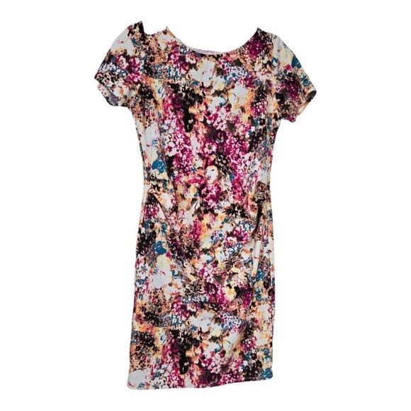 PINKBLUSH Maternity Bold Floral Fitted Bodycon Midi Dress Jacquard Knit Stretchy - Picture 10 of 10